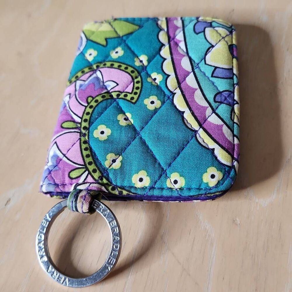 Vera Bradley purle floral ID keychain wallet